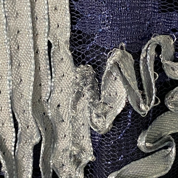 JS COLLECTIONS Navy Blue Mixed Media Soutache Midi Dress Size 12 - Picture 11 of 11